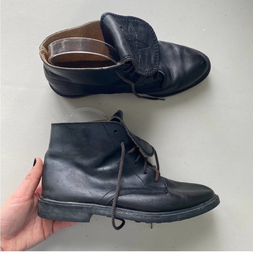 Vintage Airborne Black Leather Ankle Lace Up Military Combat Boots Women's 7